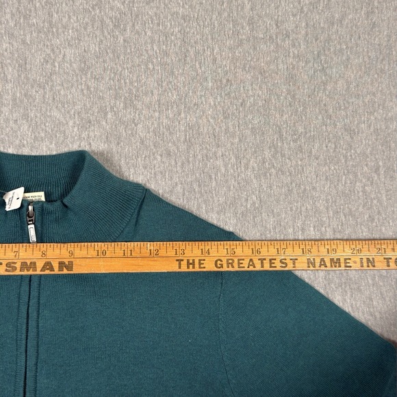 L.L. Bean Sweater Mens S Quarter Zip Wicked Soft Cotton/Cashmere Teal Blue NEW - Picture 5 of 8